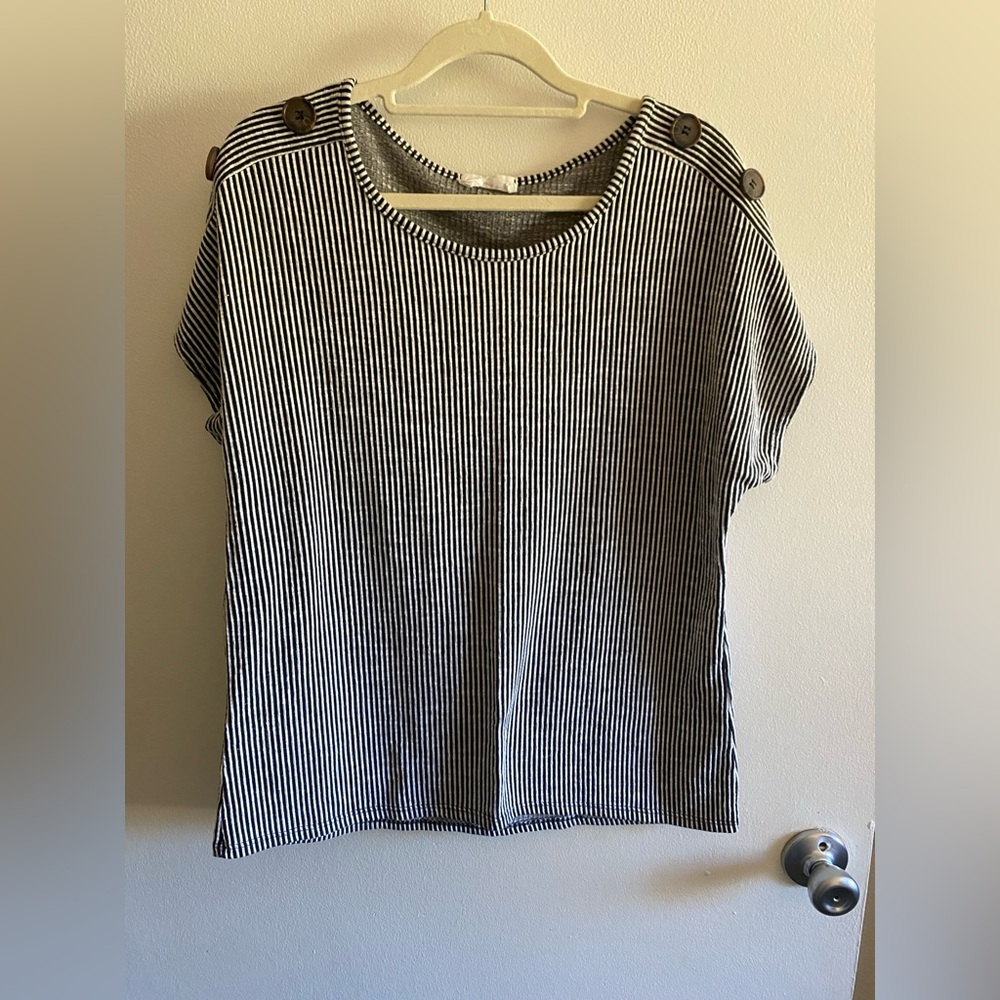 NWOT Black and White Striped Top